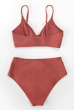 Bikini taille haute torsadé rouge
