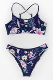 Navy Floral Cutout Bikini