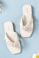 White Orchid Ruched Thong Sandals