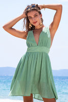 Winnie Green Plunge Neck Dress