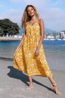 Robe smocké imprimé floral jaune