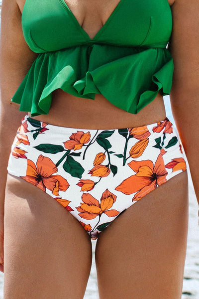 Zoe Floral High Waisted Plus Size Bikini Bottom