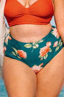 Bas de Bikini grande taille imprimé floral vert sarcelle