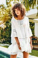 White Ruffle Tunic Cover Up