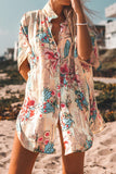 Floral Print Buttoned Cover Up