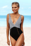 Striped Twist Scoop Back One-Piece Swimsuit