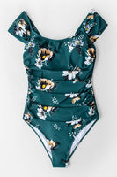 Shirred Floral One Piece Swimsuit