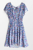 Robe courte dos nu bleue imprimé floral