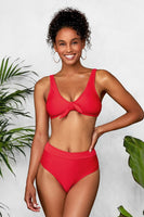 Ribbed Red Bowknot Bikini