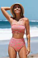 Red Gingham Smocked Bikini