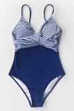 Maillot de bain une pièce bleu et rayé