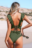 Moss Green Ruffle One Piece Swimsuit