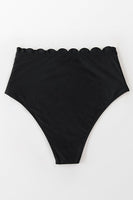 Bas De Bikini Taille Haute Festonné Noir