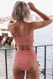 Red Gingham Smocked Bikini