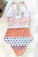 Beautiful World Print One Piece Swimsuit