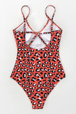 Red Leopard Print One Piece Swimsuit