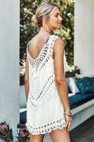 Cover Up tunique sans manches en crochet blanc