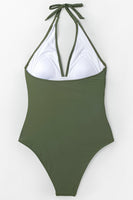 Maillot de bain une-pièce froncé vert moussu