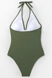 Maillot de bain une-pièce froncé vert moussu