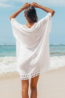 White Crochet Dolman Sleeve Cover Up