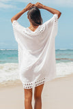 White Crochet Dolman Sleeve Cover Up