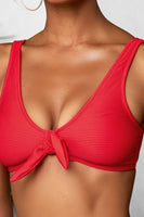 Ribbed Red Bowknot Bikini