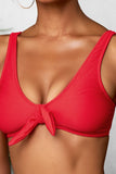 Ribbed Red Bowknot Bikini