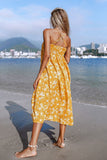 Robe smocké imprimé floral jaune