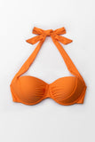 Orange Halter Wide Straps Bikini Top