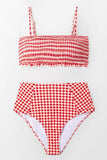 Red Gingham Smocked Bikini