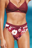 Bas de bikini imprimé floral à bordure