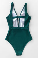 Maillot de bain une pièce vert avec ceinture