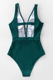 Maillot de bain une pièce vert avec ceinture