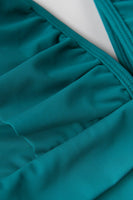 Teal Plunging Ruffle One Piece Swimsuit