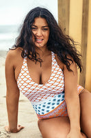 Fish Scales Printed Plus Size One Piece Swimsuit