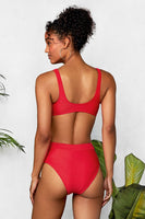 Ribbed Red Bowknot Bikini