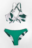 Bikini Bowknot Imprimé Feuilles