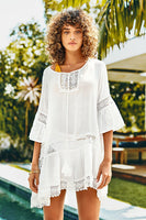 White Ruffle Tunic Cover Up