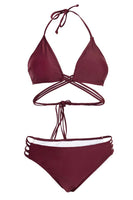 Maroon Strappy Halter Bikini