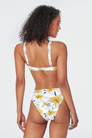 White Floral Knotted Cutout Bikini Bottom