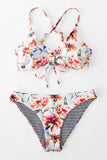 Floral And Striped Reversible Bikini