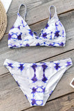 Bikini à imprimé tie-dye bleu