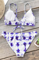 Bikini à imprimé tie-dye bleu